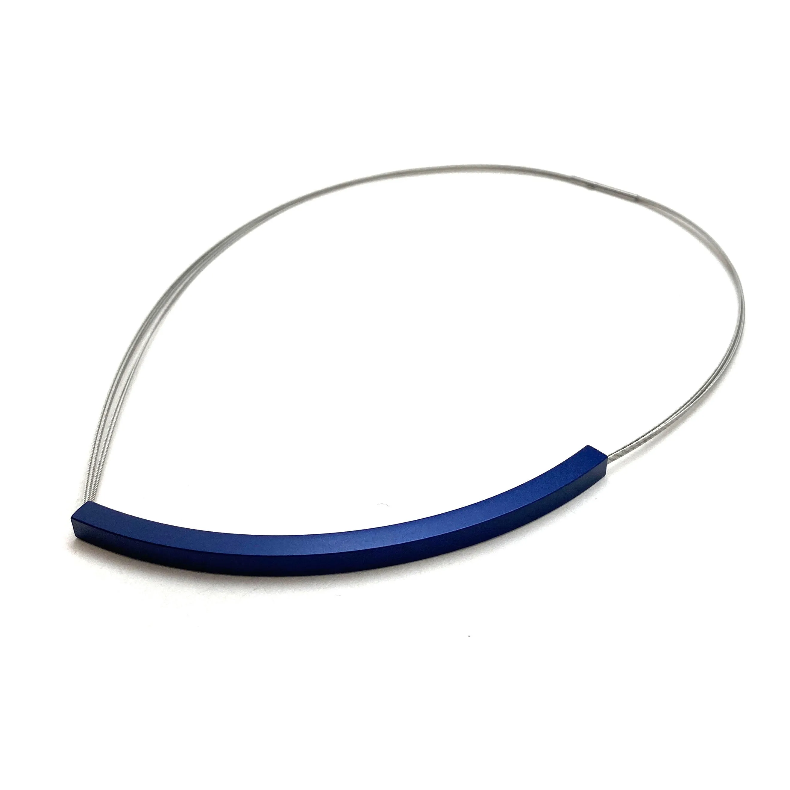 Classic Blue Anodized Aluminum V Necklace