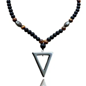 Classy Men Beaded Triangle Pendant Necklace