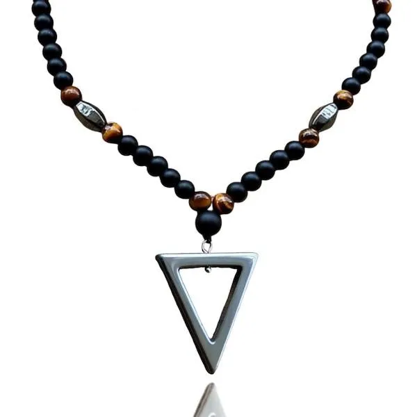 Classy Men Beaded Triangle Pendant Necklace