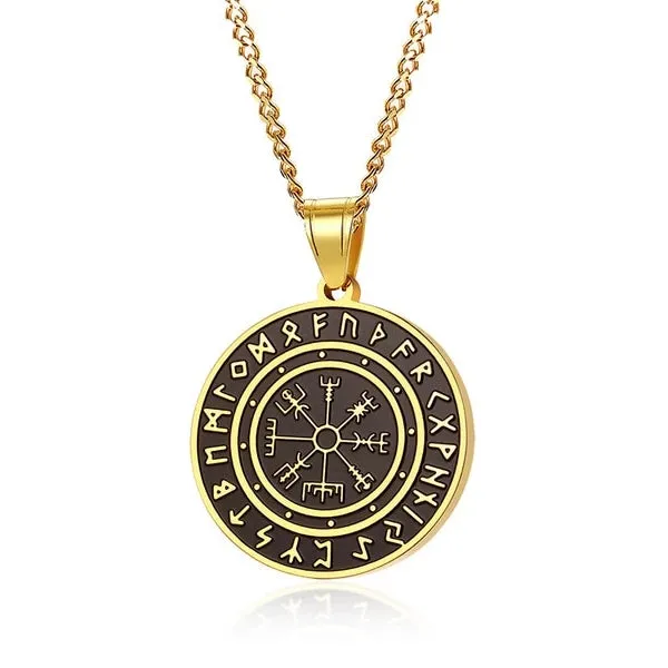 Classy Men Black Gold Coin Pendant Necklace