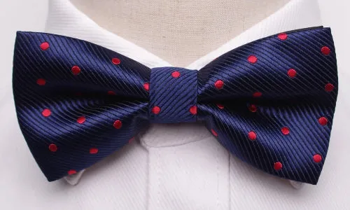 Classy Men Blue Red Dotted Bow Tie