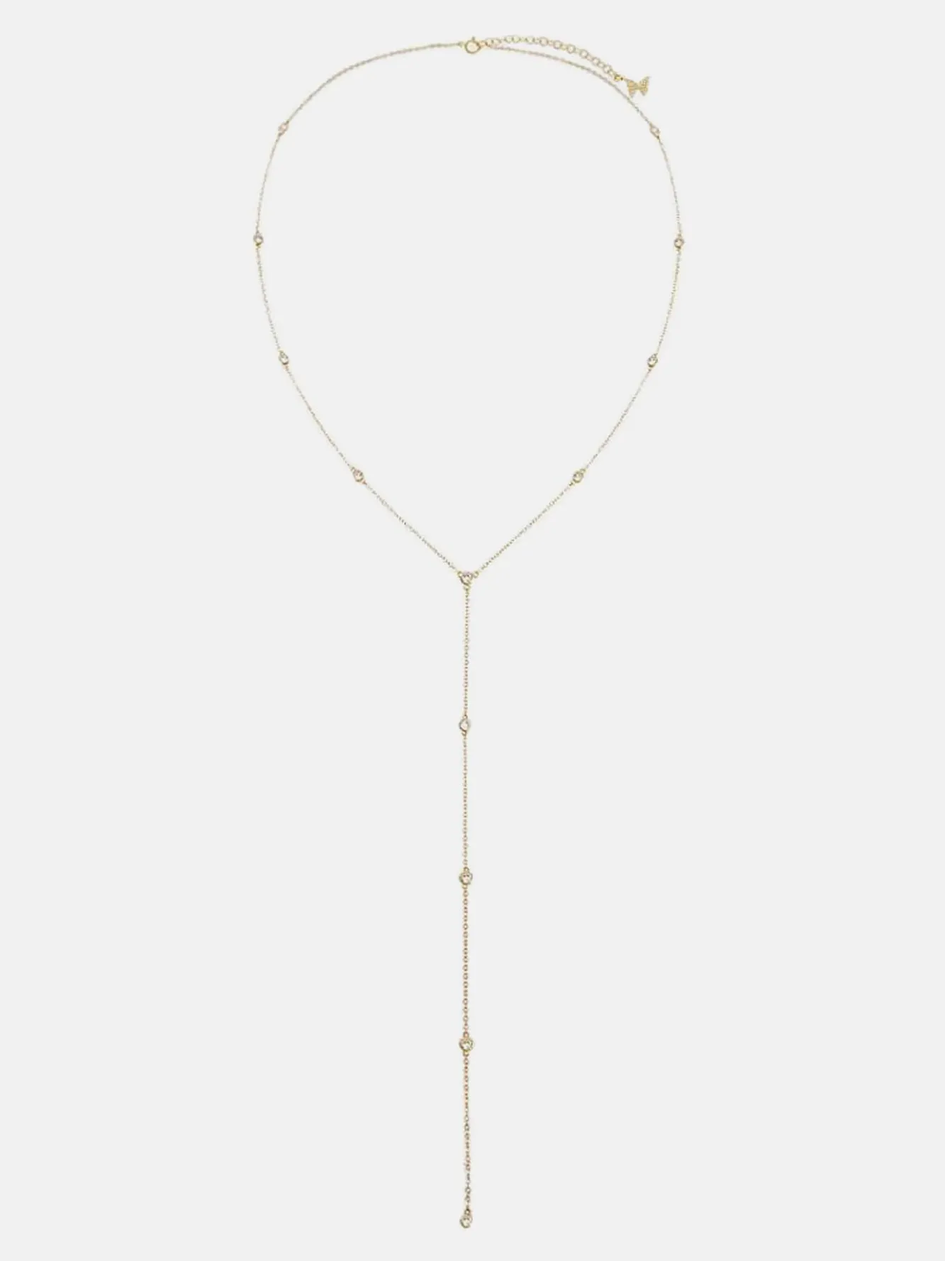 Colored CZ Bezel Station Lariat Necklace