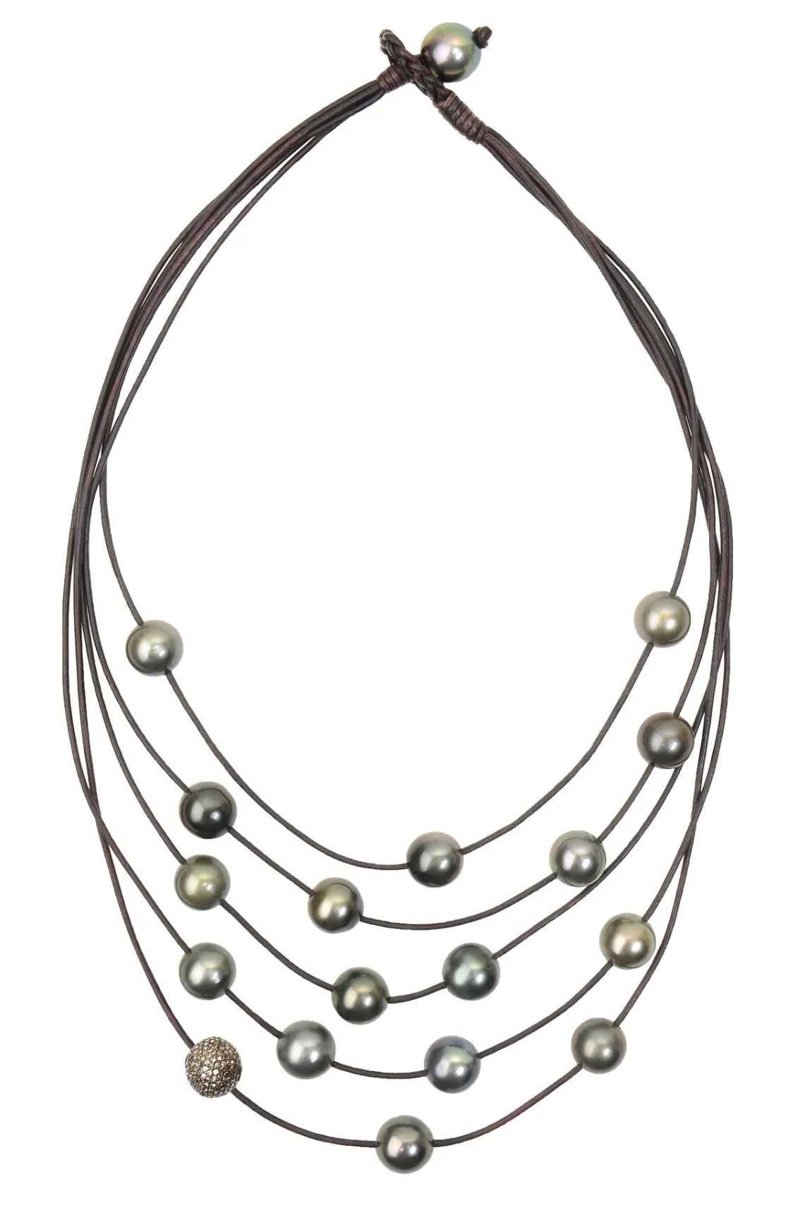 Constellation Necklace, Pavé and Tahitian Pearls