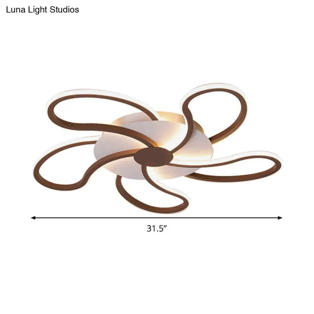 Contemporary Brown Acrylic Flush Light Fixture - Flower Design - 5/6/7 Heads - Ceiling Mounted - Warm/White Light - Wide Selection (31.5"/39"/46.5")