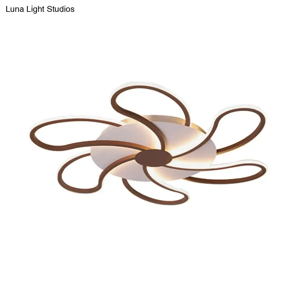 Contemporary Brown Acrylic Flush Light Fixture - Flower Design - 5/6/7 Heads - Ceiling Mounted - Warm/White Light - Wide Selection (31.5"/39"/46.5")