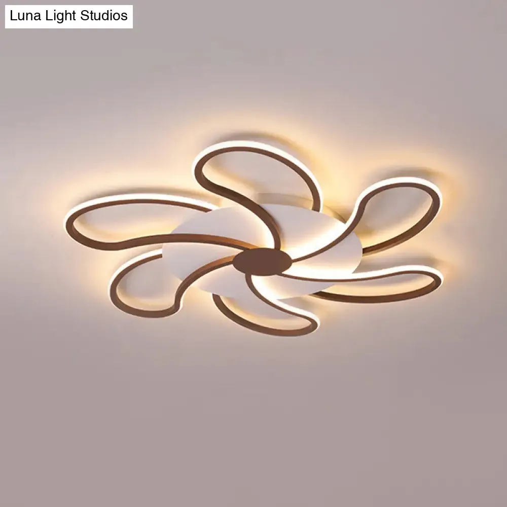 Contemporary Brown Acrylic Flush Light Fixture - Flower Design - 5/6/7 Heads - Ceiling Mounted - Warm/White Light - Wide Selection (31.5"/39"/46.5")