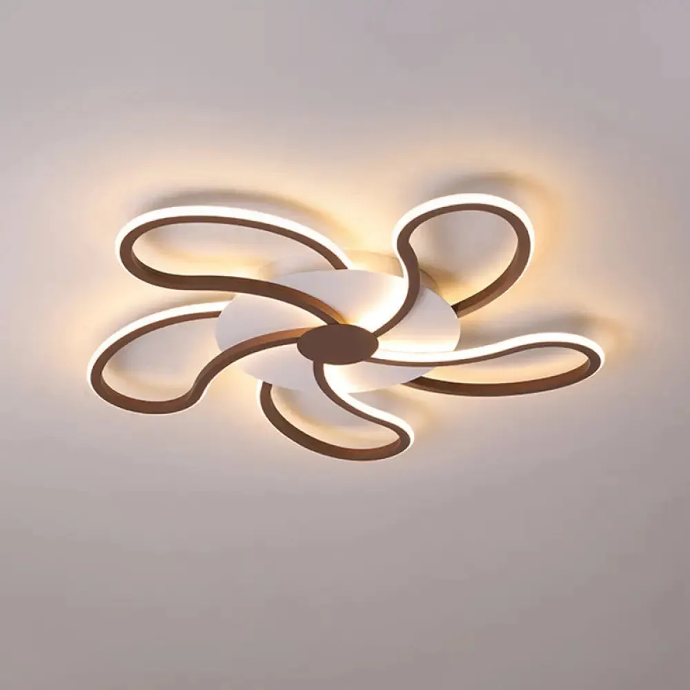 Contemporary Brown Acrylic Flush Light Fixture - Flower Design - 5/6/7 Heads - Ceiling Mounted - Warm/White Light - Wide Selection (31.5"/39"/46.5")