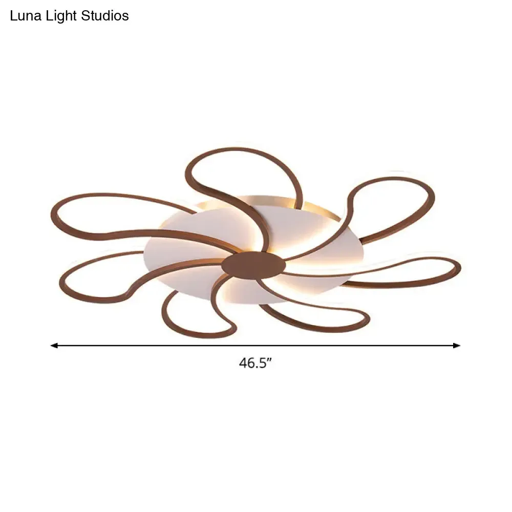 Contemporary Brown Acrylic Flush Light Fixture - Flower Design - 5/6/7 Heads - Ceiling Mounted - Warm/White Light - Wide Selection (31.5"/39"/46.5")