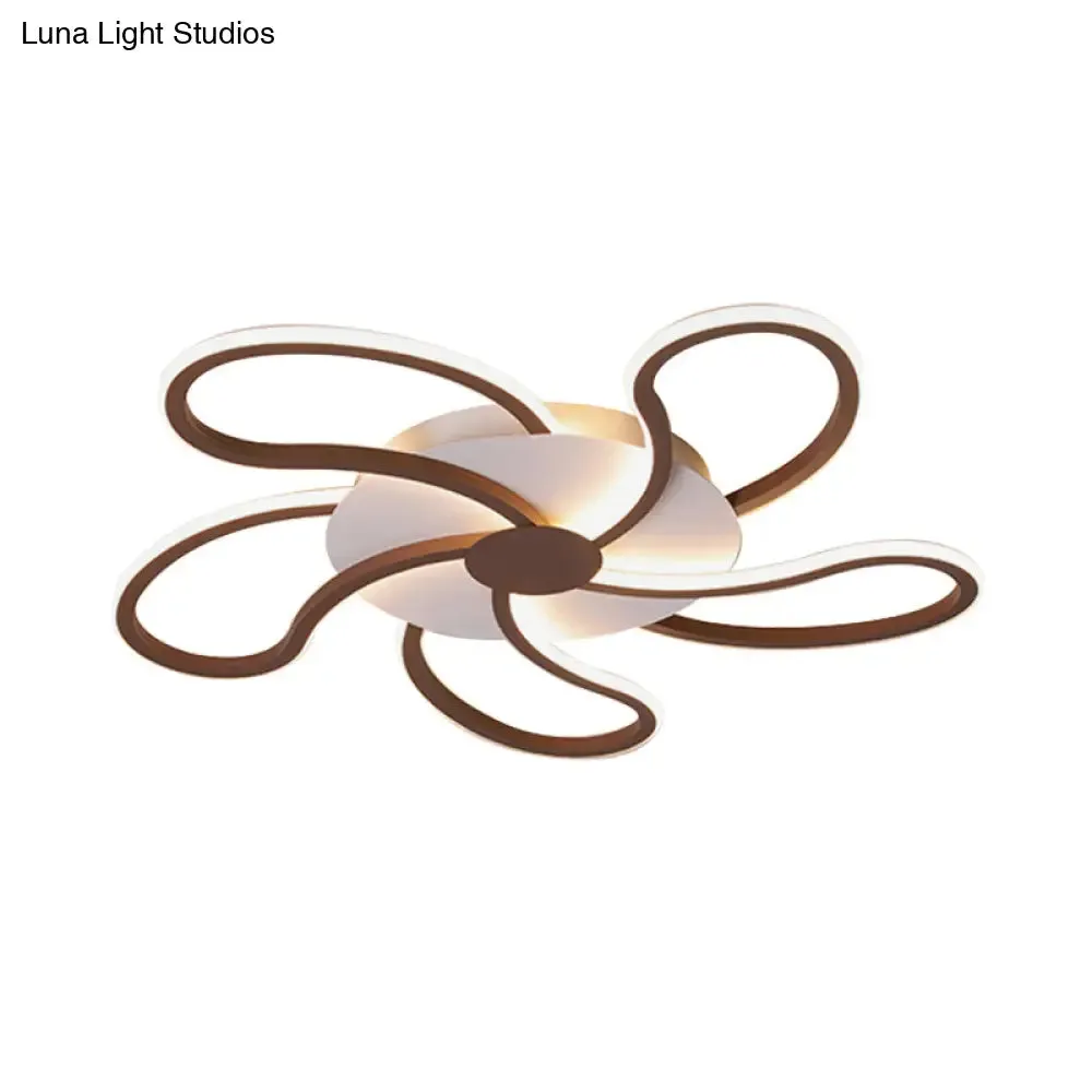 Contemporary Brown Acrylic Flush Light Fixture - Flower Design - 5/6/7 Heads - Ceiling Mounted - Warm/White Light - Wide Selection (31.5"/39"/46.5")