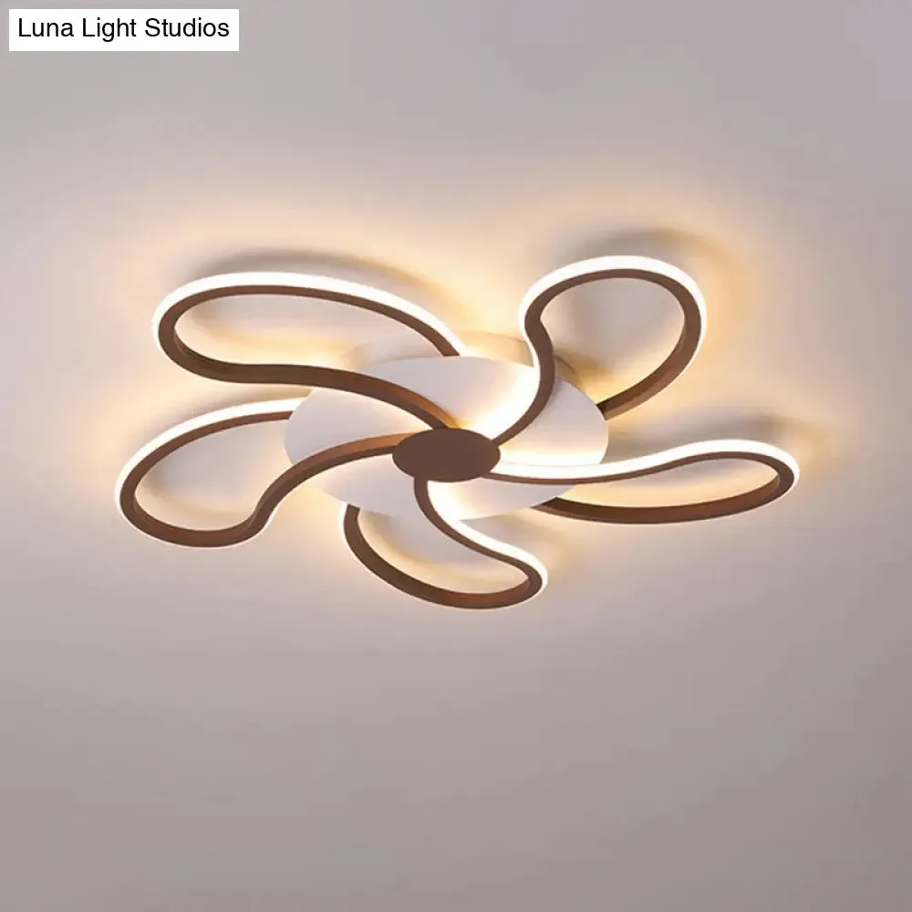 Contemporary Brown Acrylic Flush Light Fixture - Flower Design - 5/6/7 Heads - Ceiling Mounted - Warm/White Light - Wide Selection (31.5"/39"/46.5")