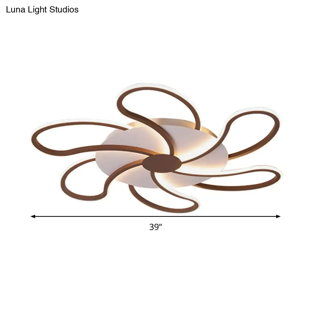 Contemporary Brown Acrylic Flush Light Fixture - Flower Design - 5/6/7 Heads - Ceiling Mounted - Warm/White Light - Wide Selection (31.5"/39"/46.5")