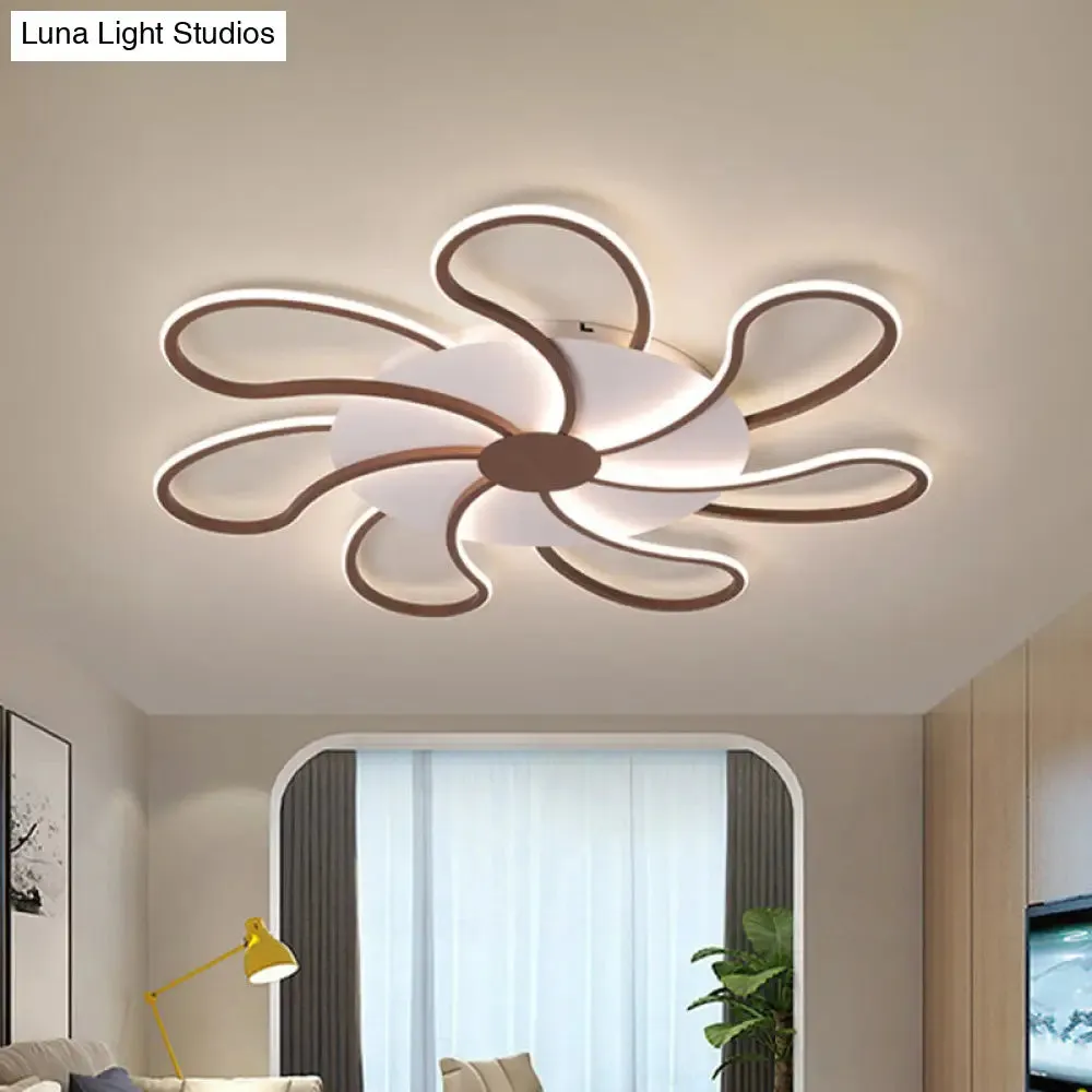 Contemporary Brown Acrylic Flush Light Fixture - Flower Design - 5/6/7 Heads - Ceiling Mounted - Warm/White Light - Wide Selection (31.5"/39"/46.5")