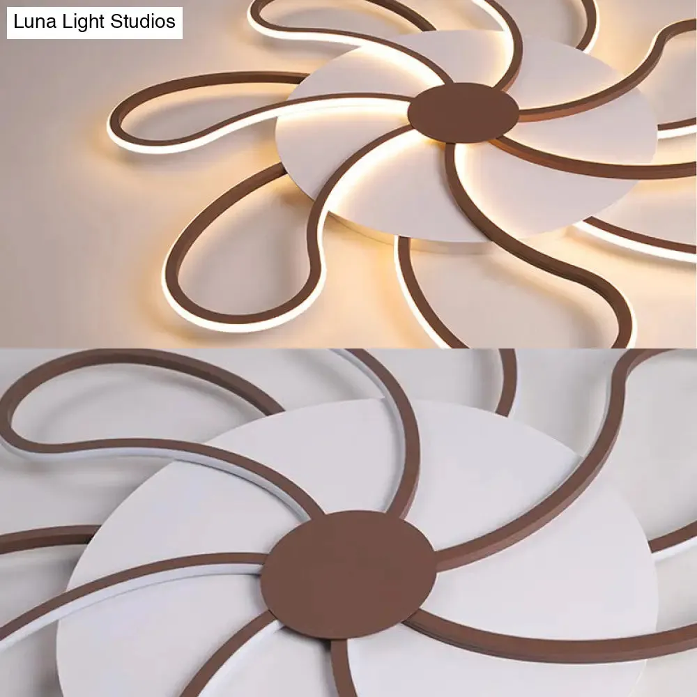 Contemporary Brown Acrylic Flush Light Fixture - Flower Design - 5/6/7 Heads - Ceiling Mounted - Warm/White Light - Wide Selection (31.5"/39"/46.5")