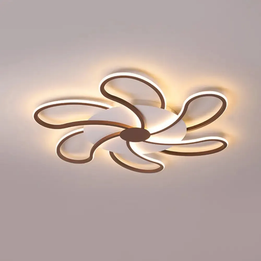 Contemporary Brown Acrylic Flush Light Fixture - Flower Design - 5/6/7 Heads - Ceiling Mounted - Warm/White Light - Wide Selection (31.5"/39"/46.5")