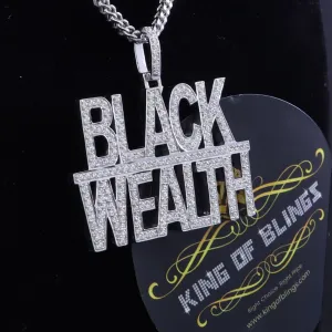 Create Your Custom design in 925 Sterling Silver 2.00inch  BLACK WEALTH 2 row Pendant with  Cubic Zirconia