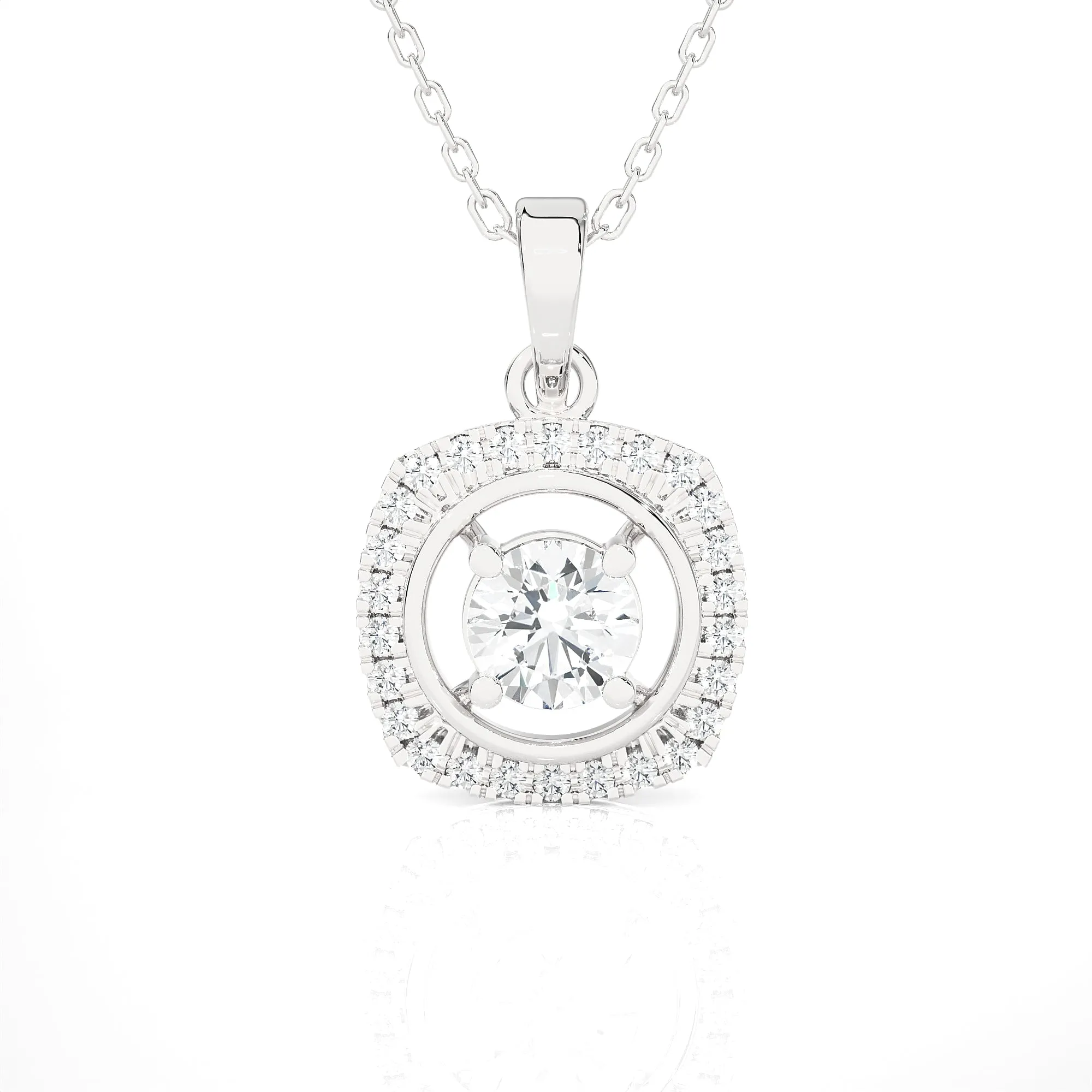 Cushion-Cut Lab Grown Diamond Solitaire Pendant