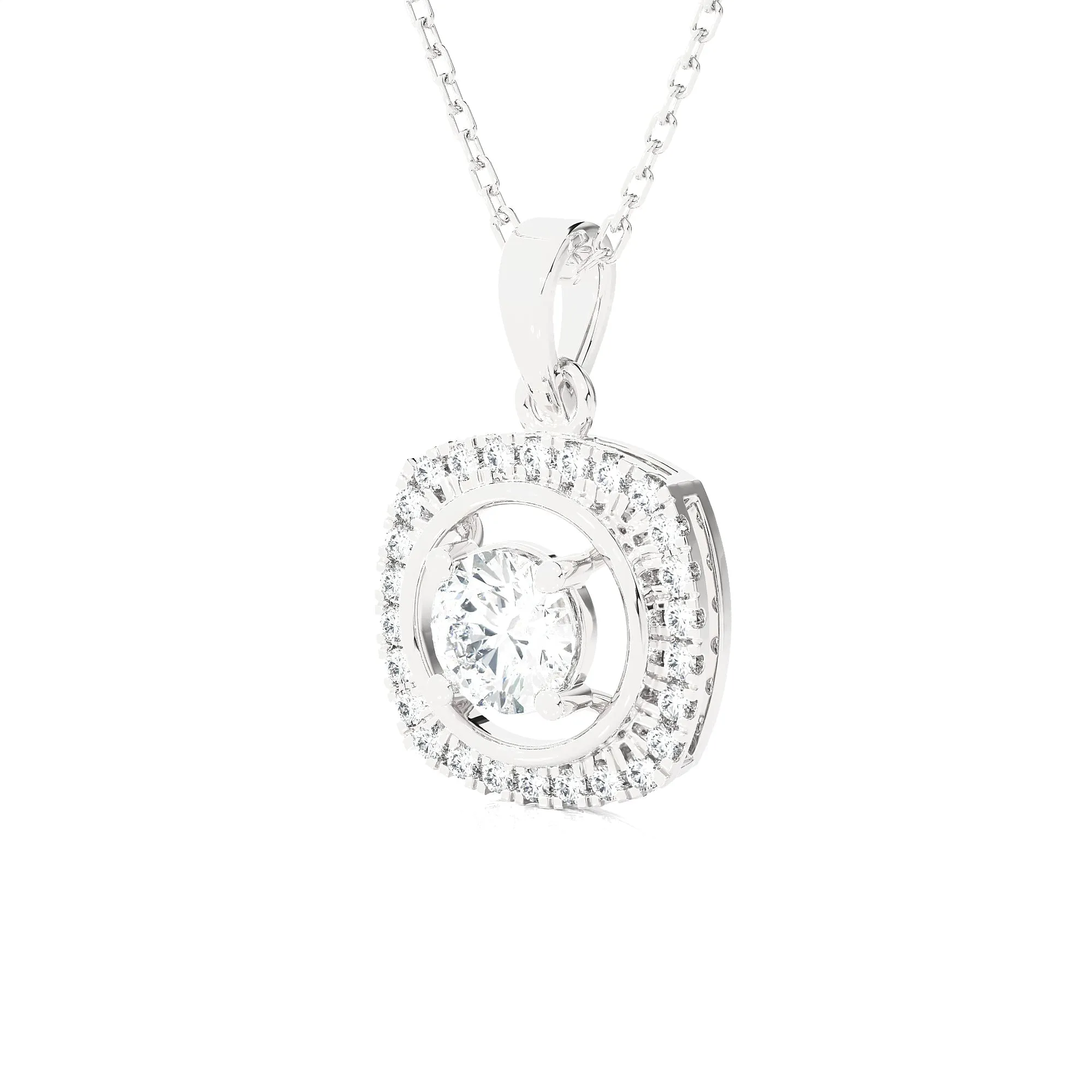 Cushion-Cut Lab Grown Diamond Solitaire Pendant