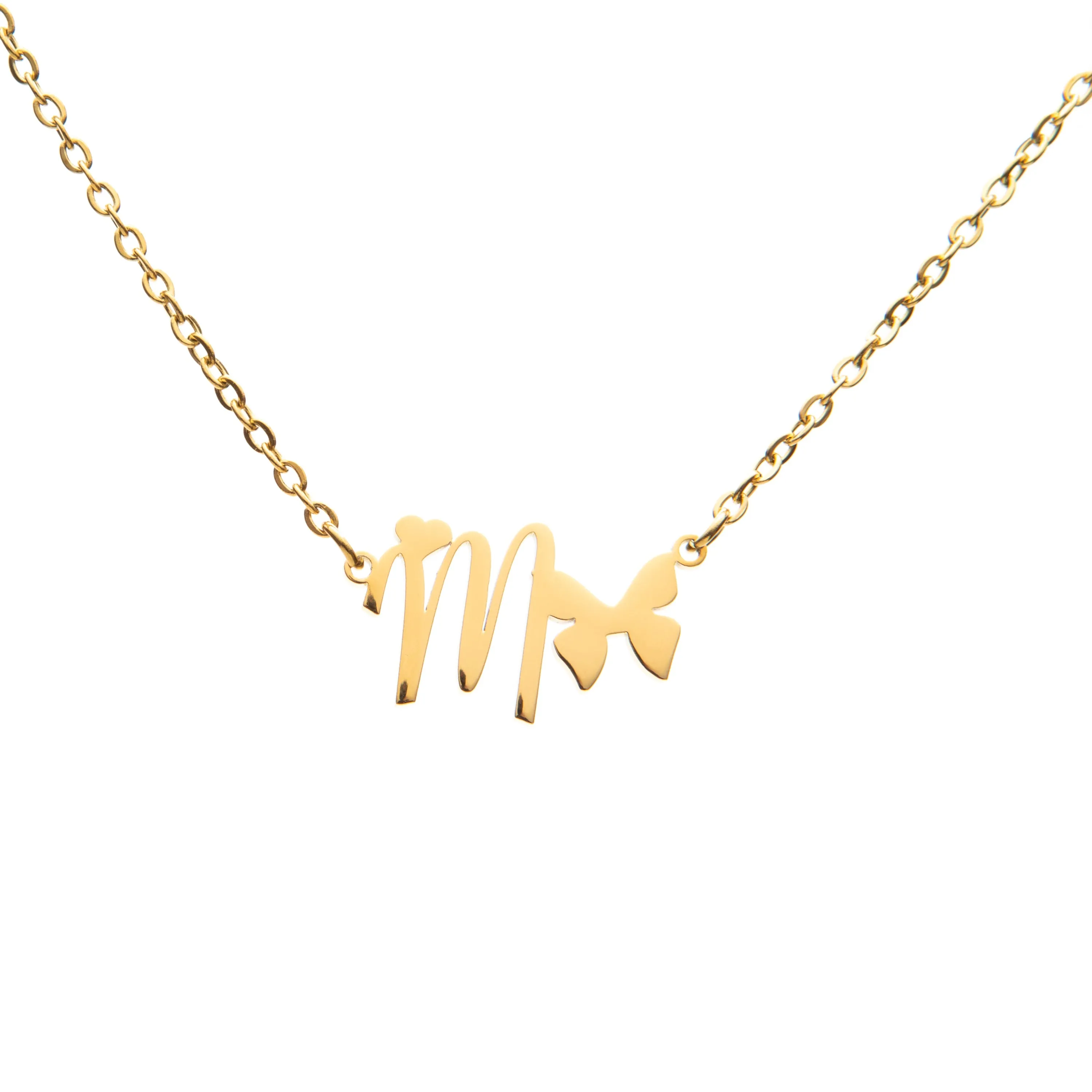 Customizable Initial Necklace with Heart and Butterfly