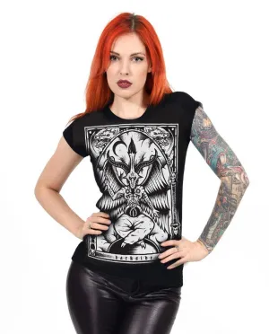 Darkside -  BAPHOMET - Women's Capsleeve Occult Gothic T-Shirt - Black