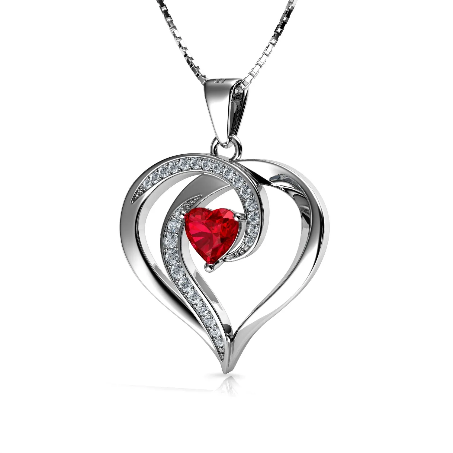 DEPHINI - red necklace for Women - 925 sterling silver pendant