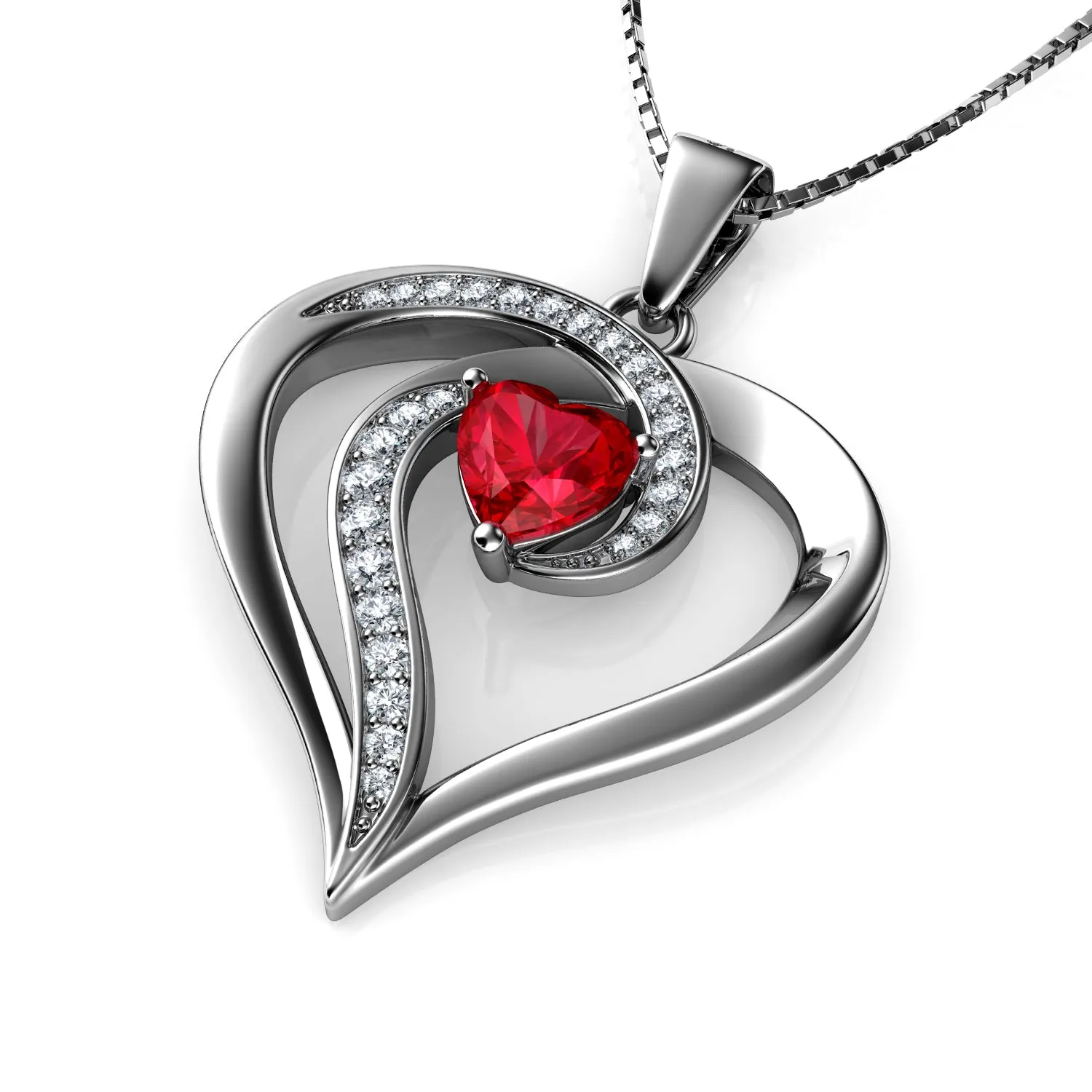 DEPHINI - red necklace for Women - 925 sterling silver pendant