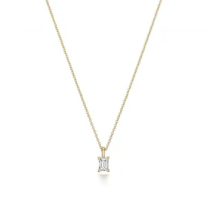 Diamond Jewellery 18ct Gold Emerald Cut Diamond Necklace NDQ158