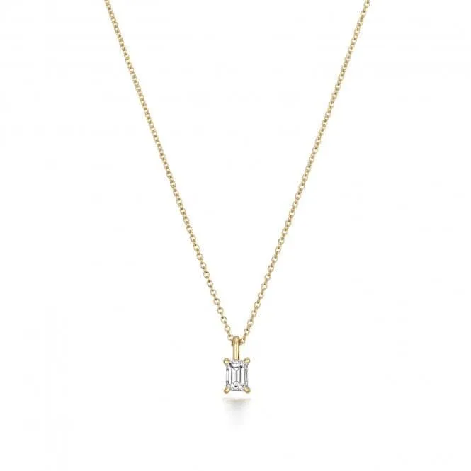 Diamond Jewellery 18ct Gold Emerald Cut Diamond Necklace NDQ158