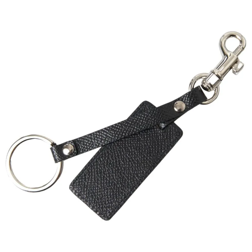 Dolce & Gabbana Elegant Black Leather Keyring Accessory