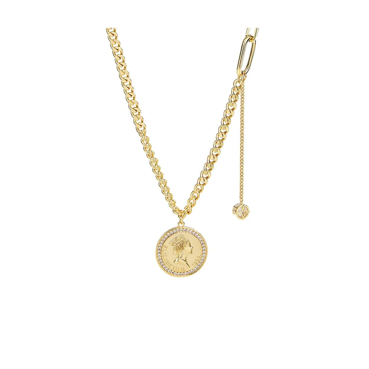 Elizabeth II Vintage Coin Gold Necklace