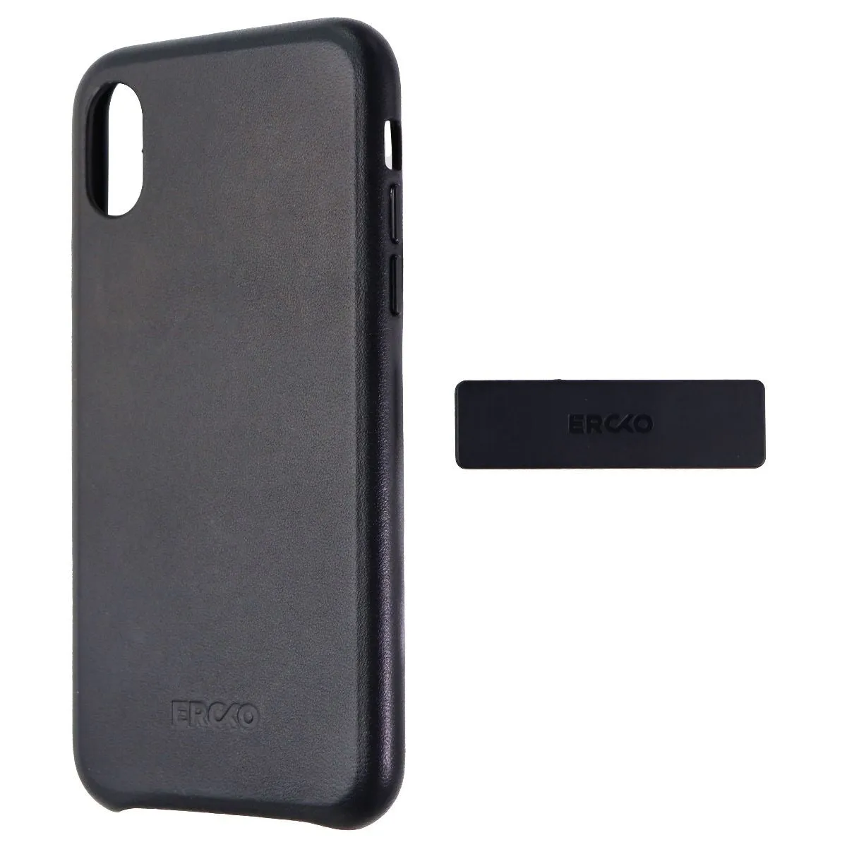 Ercko Leather Hard Case & Small Magnet Holder for iPhone XS / X - Black