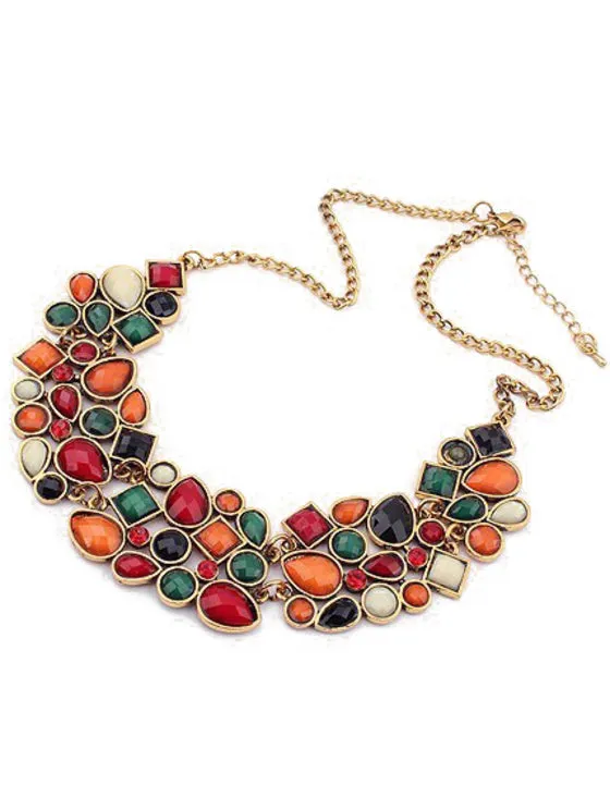 Fathion Multicolor Drop Gemstone Necklace