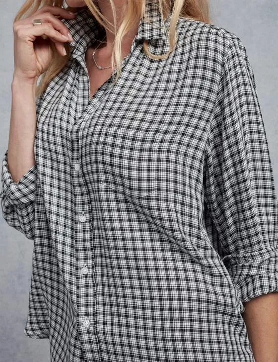 Frank & Eileen - Women's Long Sleeve Button Down in Small Black/White Plaid