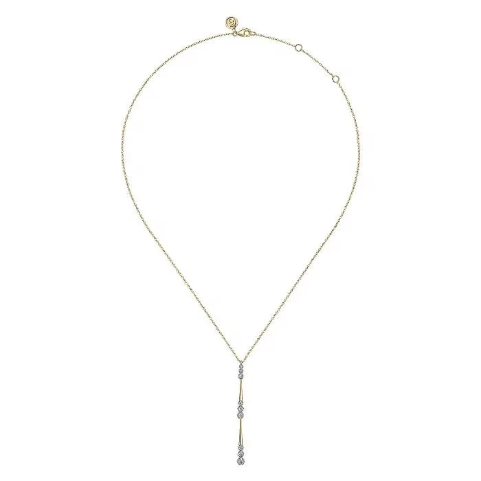 Gabriel 14K Yellow Gold Graduated Diamond Station Drop Y Necklace NK7209Y45JJ