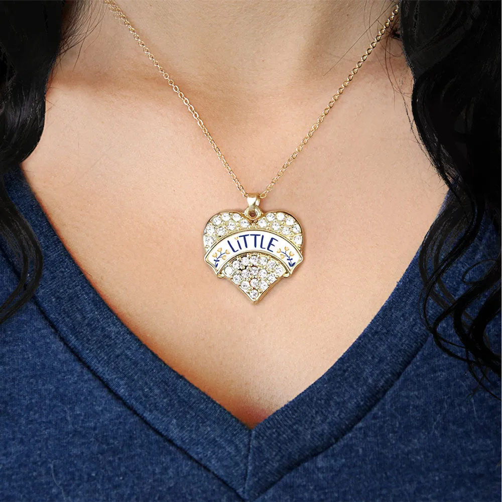 Gold Navy Blue and Gold Little Pave Heart Charm Classic Necklace