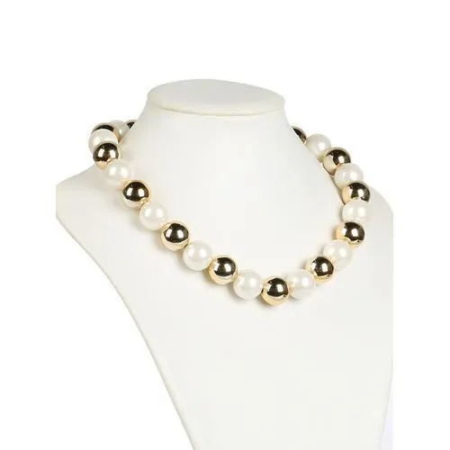 Golden Block Faux Pearl Necklace