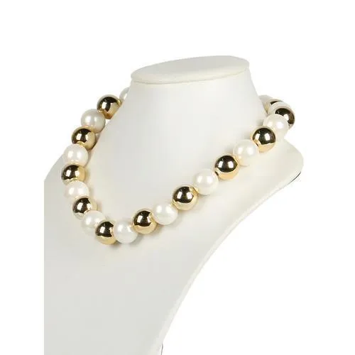 Golden Block Faux Pearl Necklace