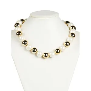 Golden Block Faux Pearl Necklace