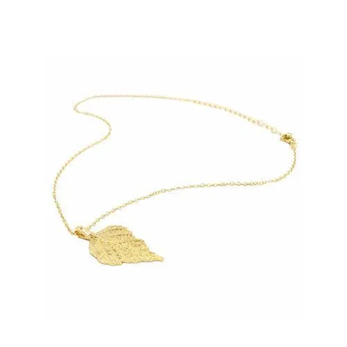 Golden Textured Leaf Drop Curb Chain Necklace