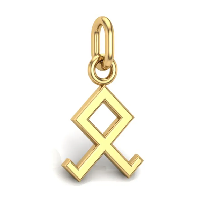 Handcrafted Miniature Othala Pendant - Gold