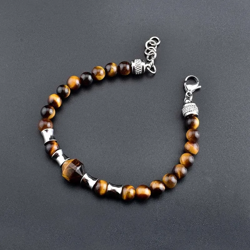 Handmade Natural Gemstone Bracelet Adjusable Beaded Bracelet for Men and Women