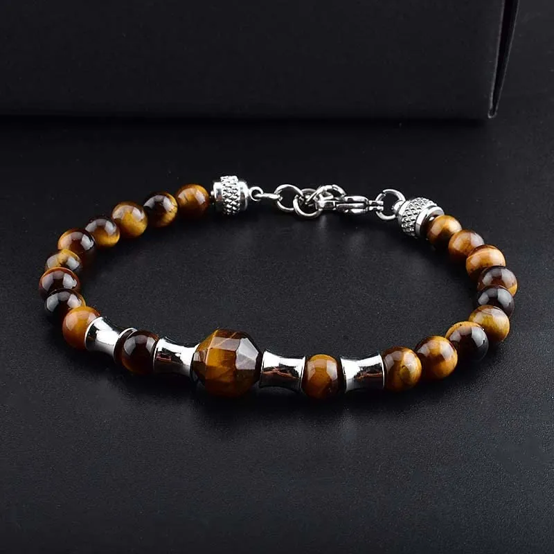 Handmade Natural Gemstone Bracelet Adjusable Beaded Bracelet for Men and Women