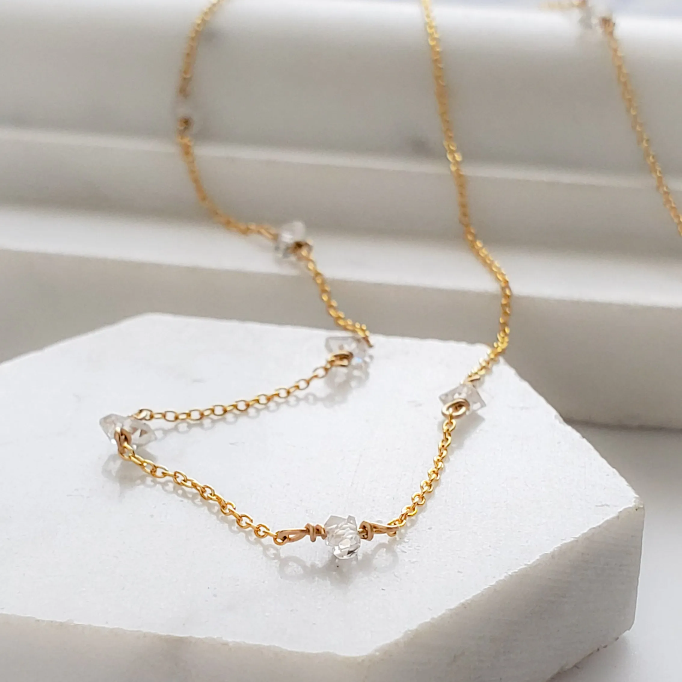 Herkimer Diamond Station Necklace