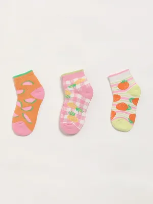 HOP Kids Multicolor Printed Socks - Pack of 3