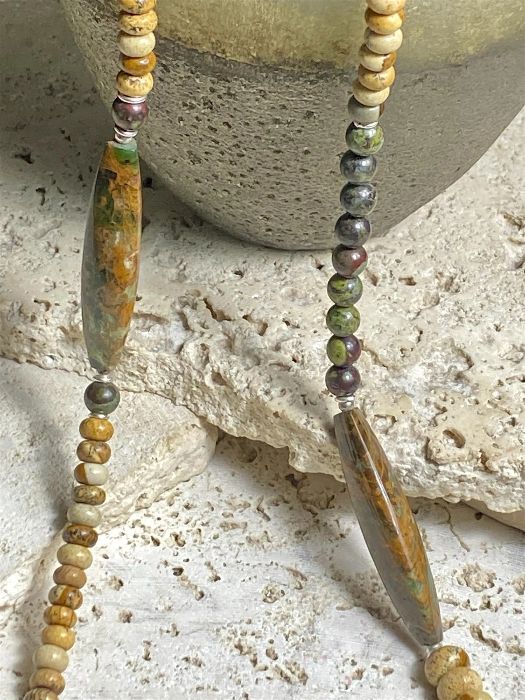 Jasper, Bloodstone And Amber Necklace