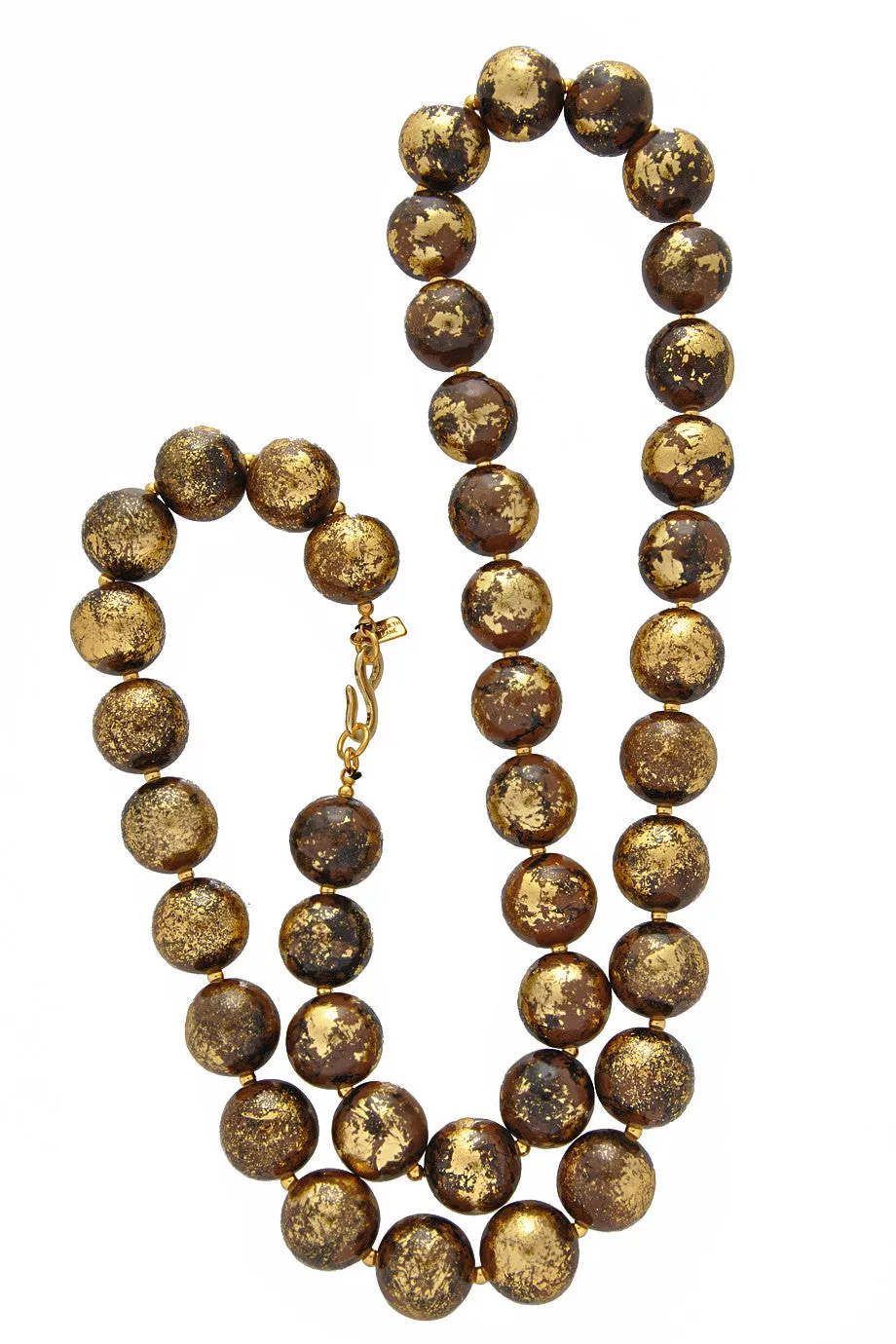 KENNETH JAY LANE BAROQUE Brown Beads Long Necklace