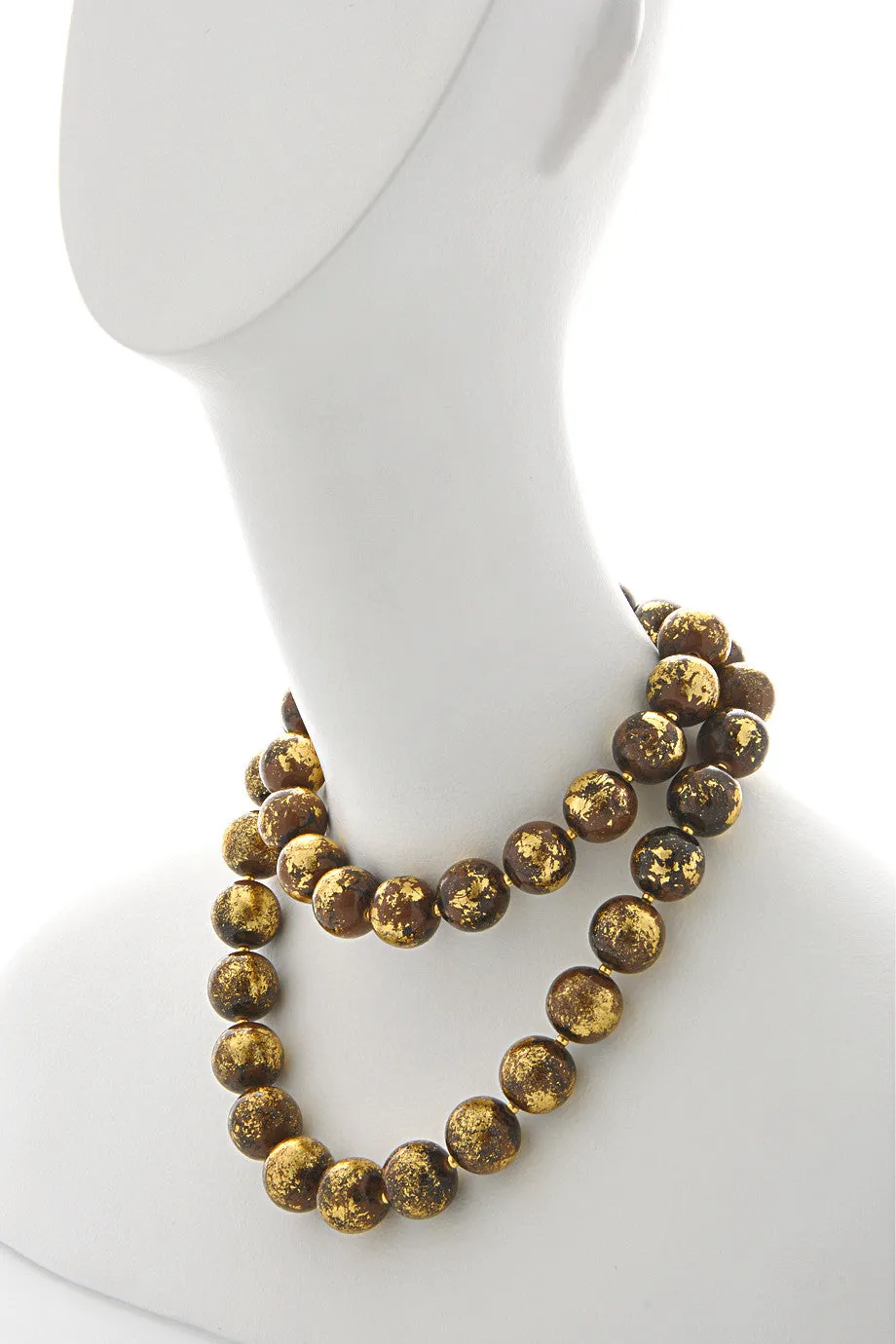 KENNETH JAY LANE BAROQUE Brown Beads Long Necklace