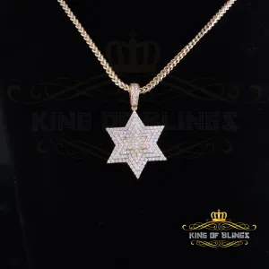 King Of Bling's 2.50ct VVS 'D' Moissanite Yellow Men's Six Pointed Star of David Silver Pendant