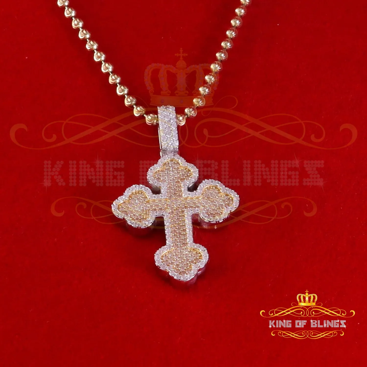 King Of Bling's 925 Sterling White Silver 2.50ct VVS D Clr.Moissanite Cross Pendant Men/ Women.