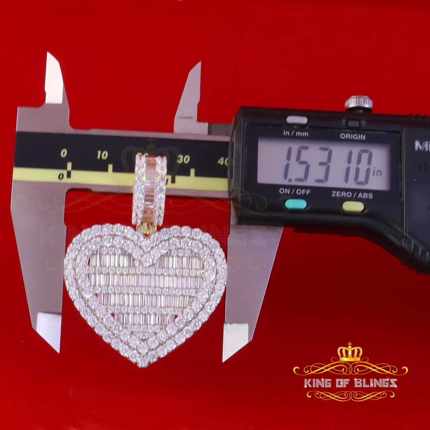 King Of Bling's Big 15.74ct Cubic Zirconia Baguette Silver Beautiful Yellow Heart Shape Pendant