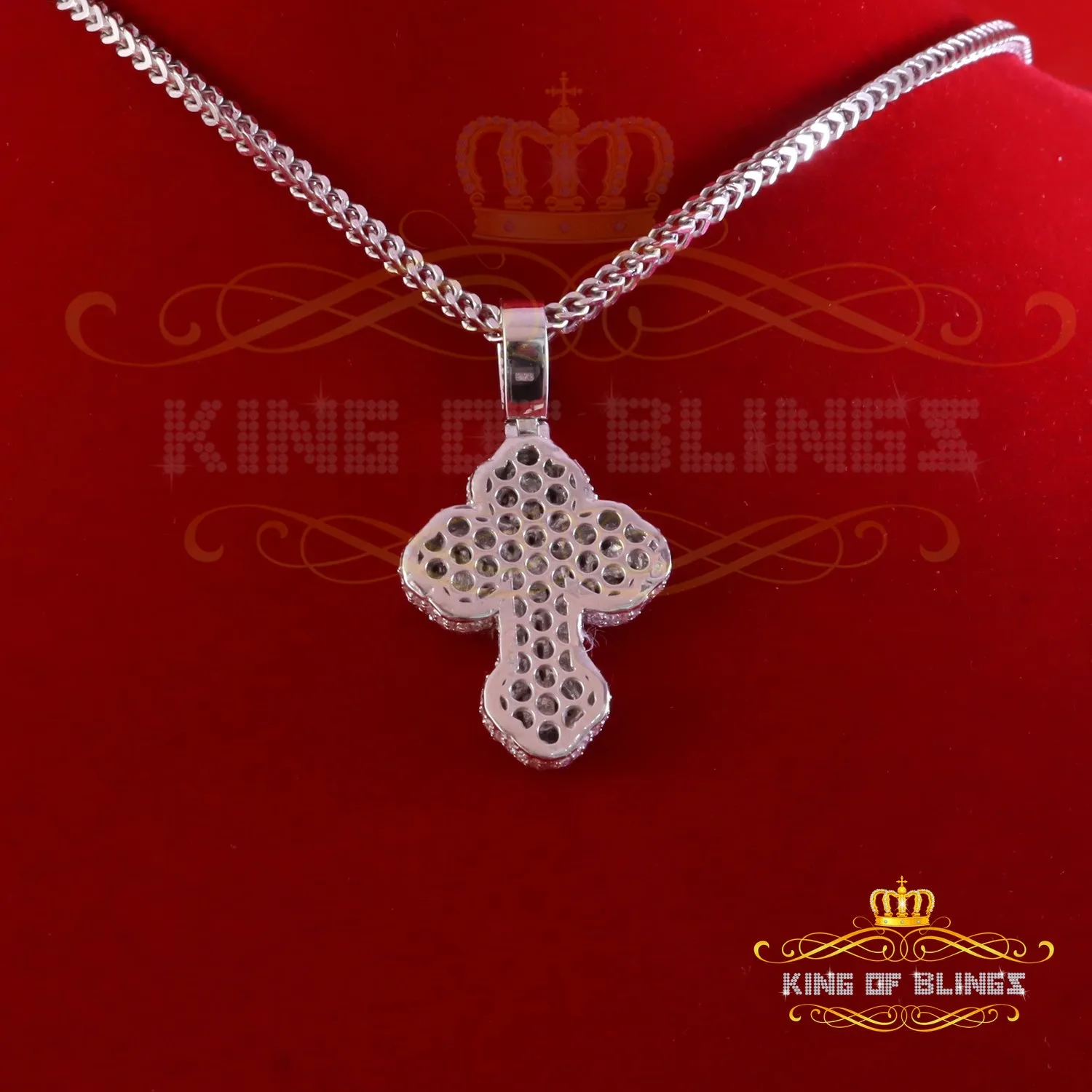 King Of Bling's New Buttony Cross 925 Silver White 4.50ct VVS D Moissanite Pendant Men's/Womens